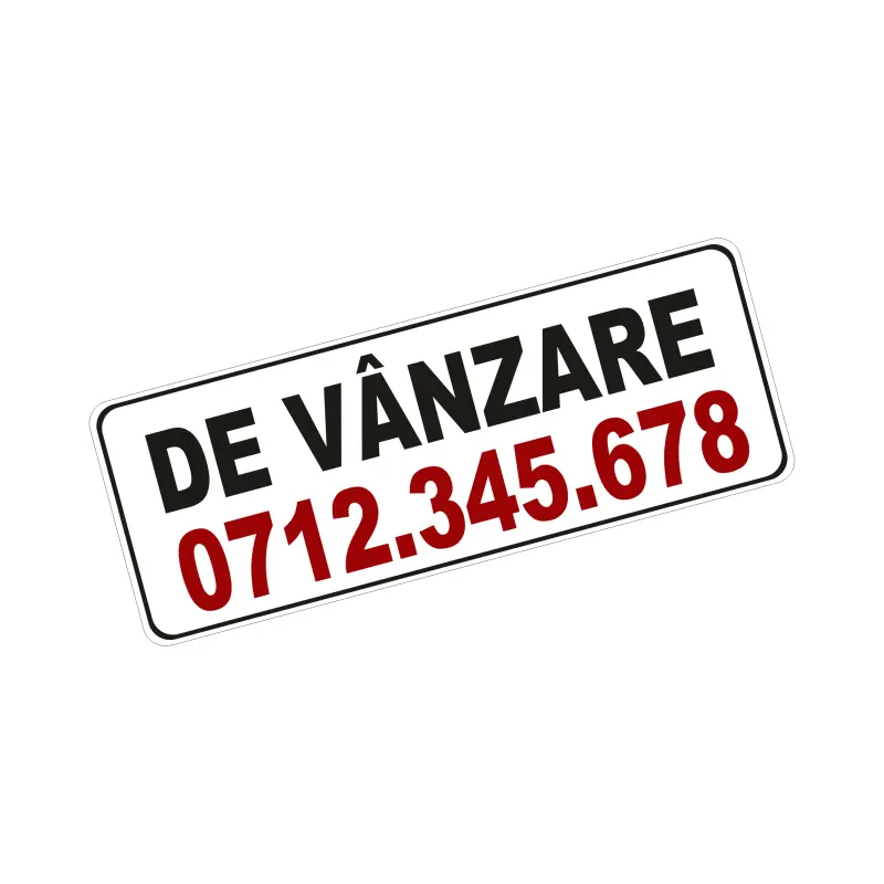 De vanzare, autocolant, dimensiune 300x200mm, model 078